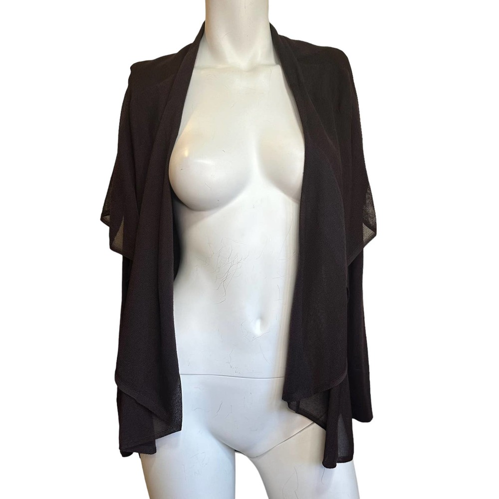Escada Brown Wool Blend Open Front Partially Sheer Cardigan sz 36=S